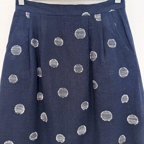 NWT Bridge & Burn Navy Polka Dot Skirt Size Small Linen Cotton Blend - Picture 3 of 13